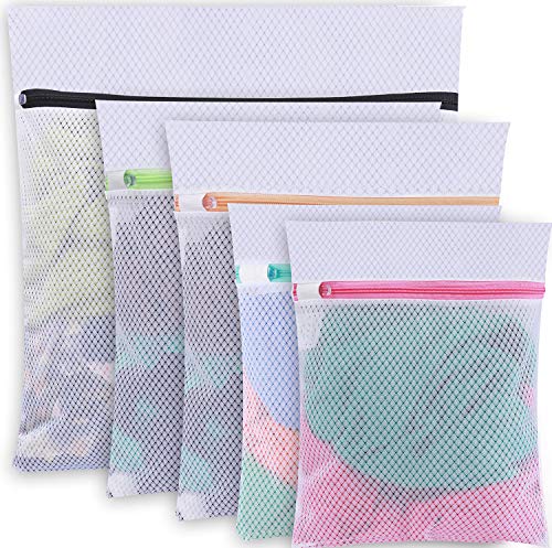 Set of 5 Mesh Laundry Bags-1 Extra Large, 2 Large & Medium for Blouse,  Hosiery, Stocking, Underwear, Bra Lingerie, Travel