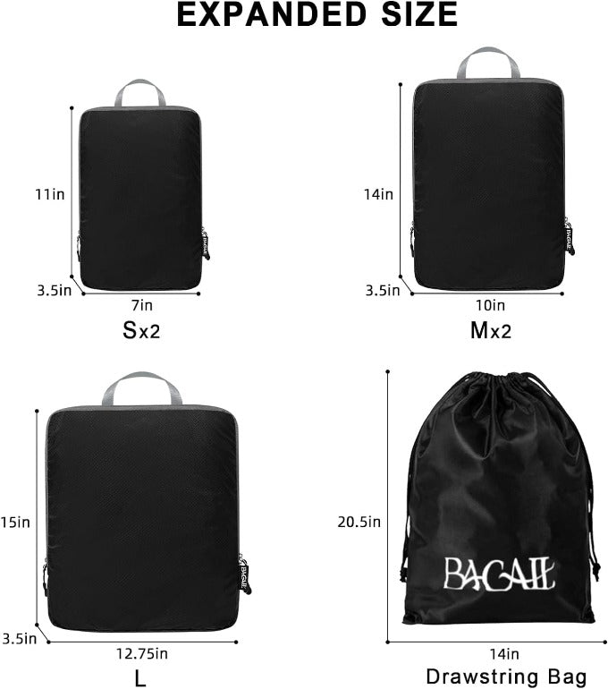BAGAIL Compression Packing Cubes + Digital Luggage Scale