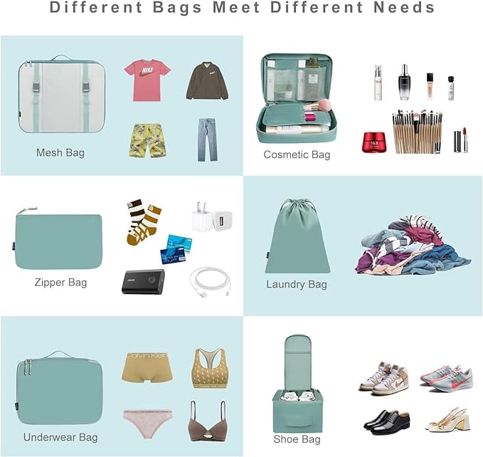 8 Pcs Luggage Organizer Set Travel Cube Bags Storage Clothes