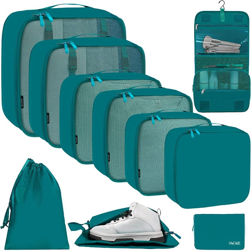 40D Ultralight Compression Nylon Packing Cubes Travel Accessories(5Set ) -  Teal