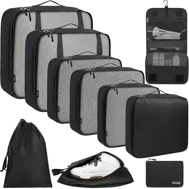  Clear Compression Packing Cubes 3 Set - Bags for Travel -  Luggage Cube Organizer - Cosmetic Bags Black : Clothing, Shoes & Jewelry
