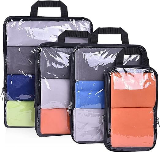 40D Compression Nylon Packing Cubes Ultralight Travel Expandable Packing  Organizers(5Set ) - Teal