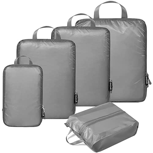 Travel Storage Bag / 7 pcs Set Luggage Organizer Packing Cubes,Compression  Pouch （Gray） 