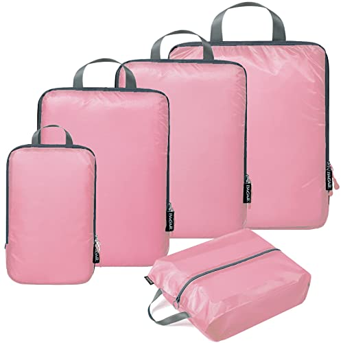 Compression Packing Cubes for Luggage, Set of 8, PAKASEPT Travel Storage  Bags for Clothes/Cosmetic/Shoes/Electronics (pink) 