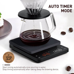 BAGAIL BASICS Coffee Scale with Timer, 0.1g High Precision Kitchen Scale, Pour Over Coffee Scale, Drip Espresso Scale with Auto Tare, Touch Sensor and Silicone Cover - 6.6 lbs/3 kg Bagail WEIGH_SCALE Black