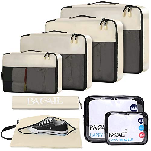 BAGAIL Clear Packing Cubes Packing Organizer for Travel Accessories Luggage  suitcase - Black 4Set